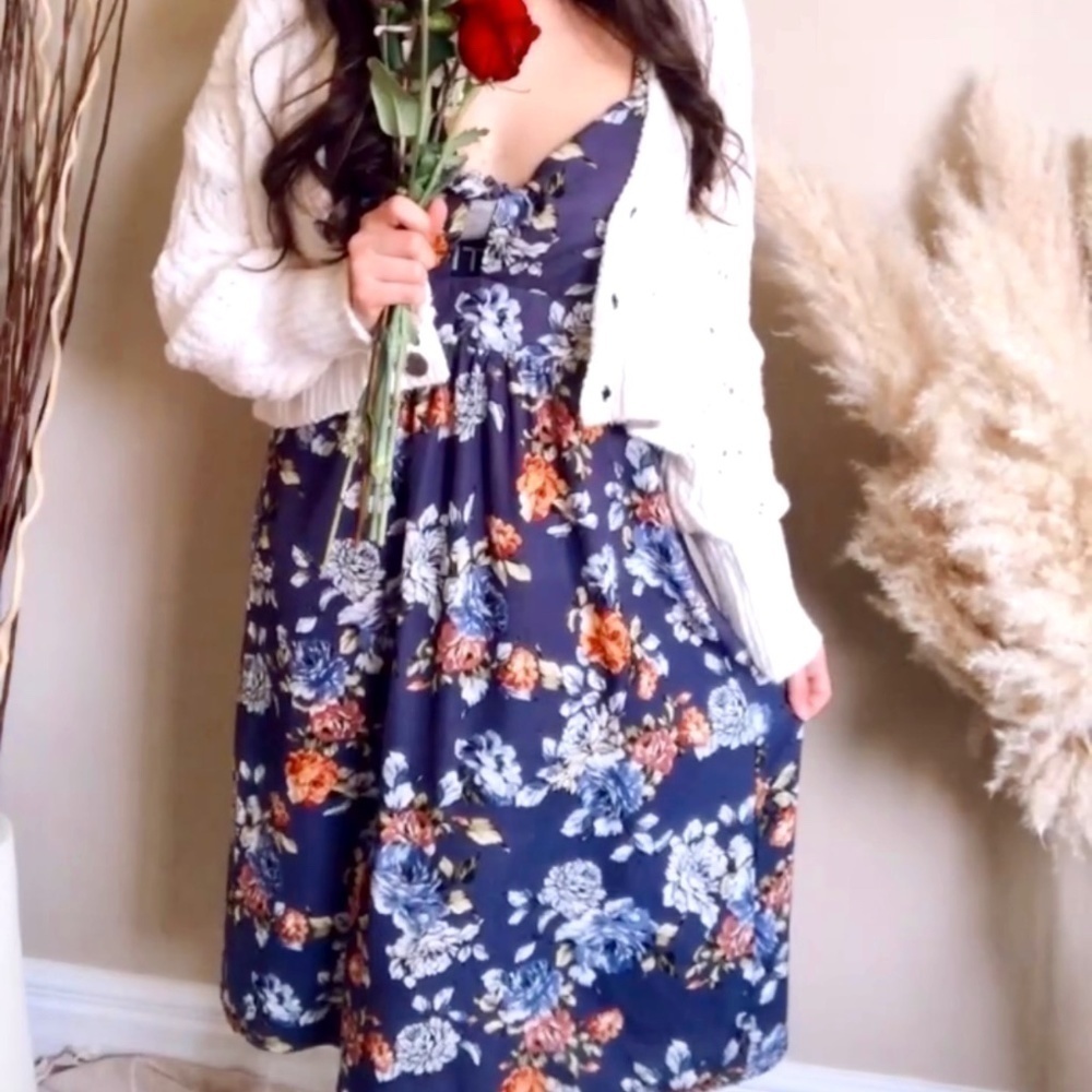Xhilaration Navy Floral Dress Size XXL